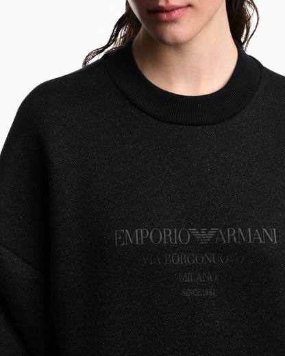 Lurex jersey sweatshirt with shiny logo