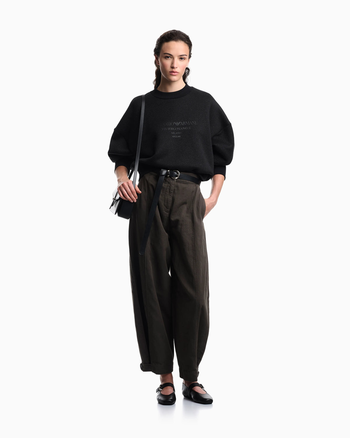 Lurex jersey sweatshirt with shiny logo