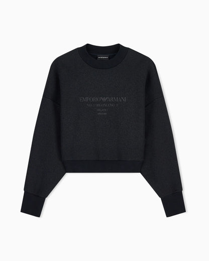 Lurex jersey sweatshirt with shiny logo