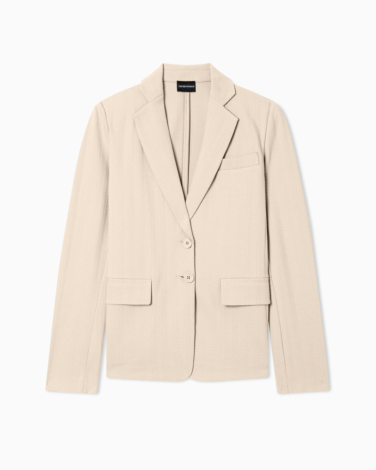 Single-breasted jacket in stretch jersey with a chevron motif