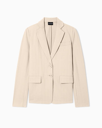 Single-breasted jacket in stretch jersey with a chevron motif