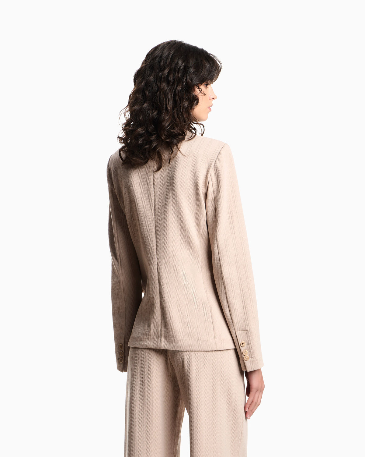Single-breasted jacket in stretch jersey with a chevron motif
