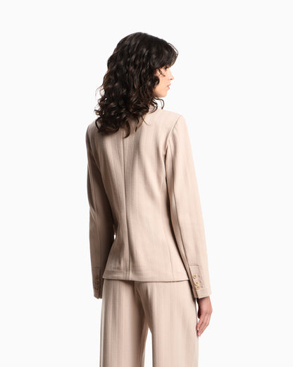 Single-breasted jacket in stretch jersey with a chevron motif