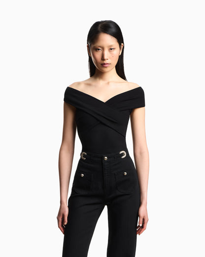 Criss-crossed, stretch-jersey top