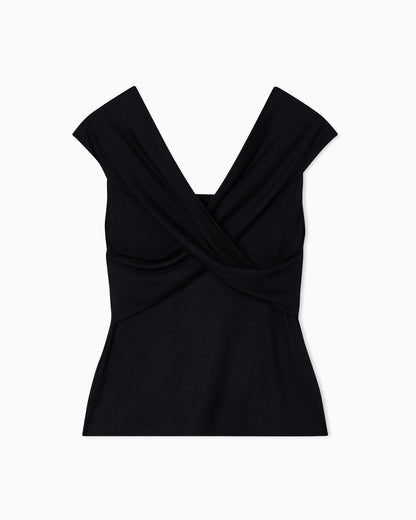 Criss-crossed, stretch-jersey top