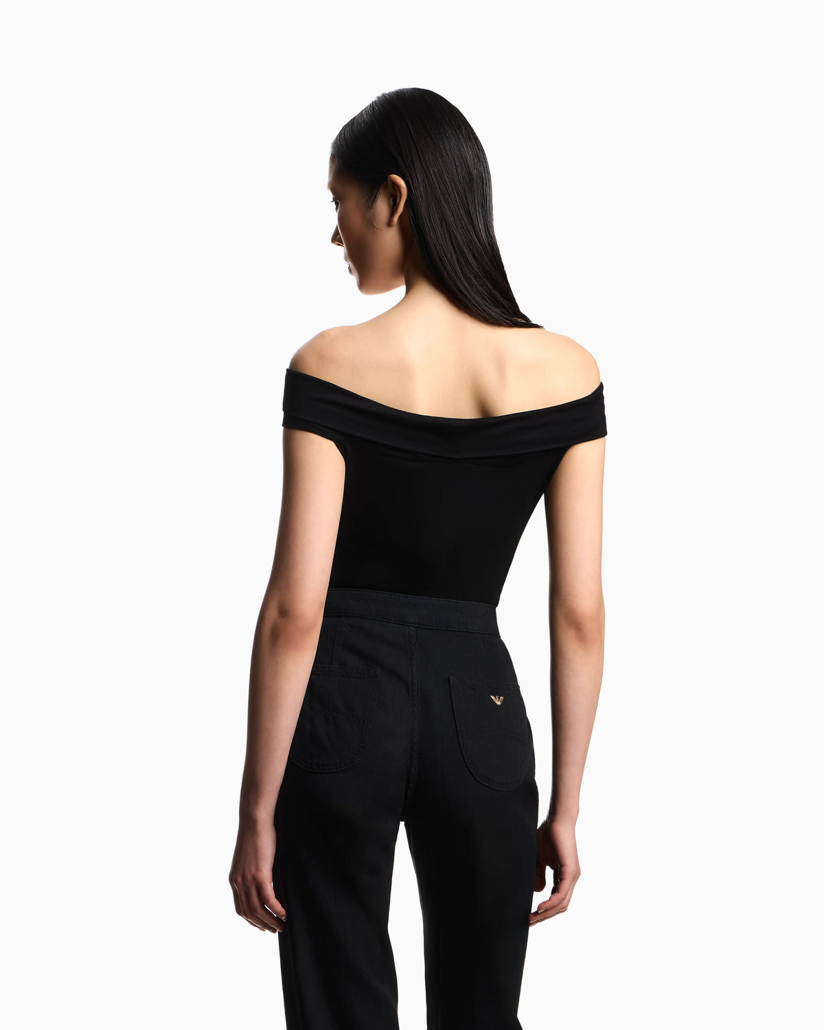 Criss-crossed, stretch-jersey top