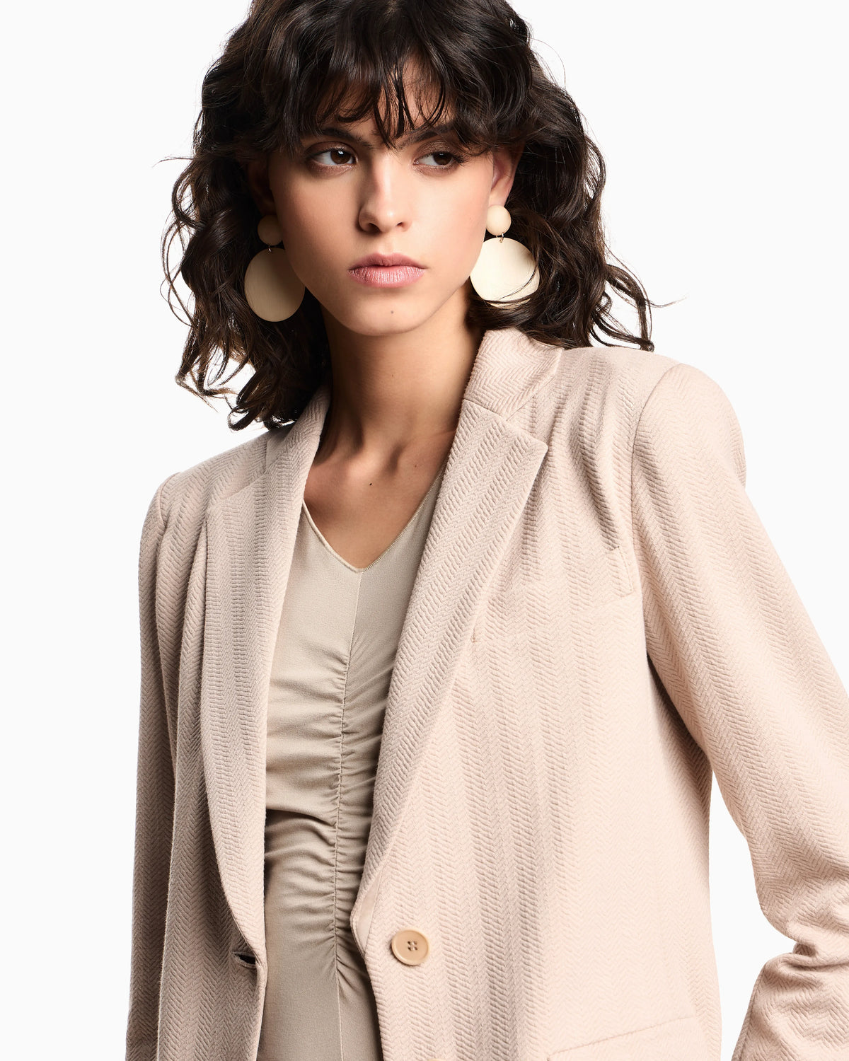 Stretch jersey jumper with gathering detail