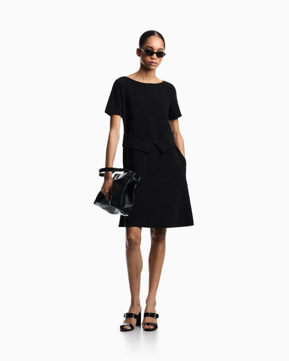 Ottoman jersey flared dress