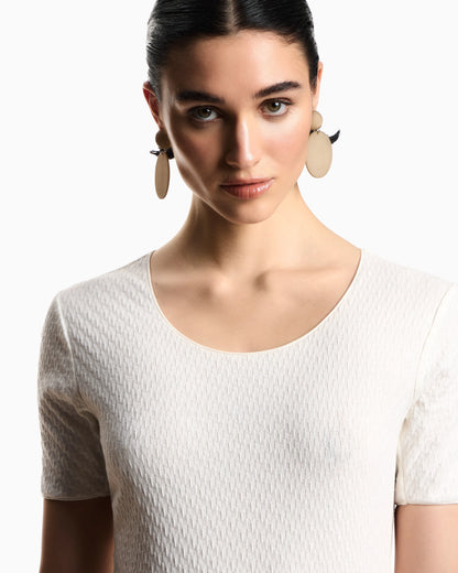 Jacquard jersey jumper with embossed pattern
