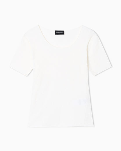 Jacquard jersey jumper with embossed pattern