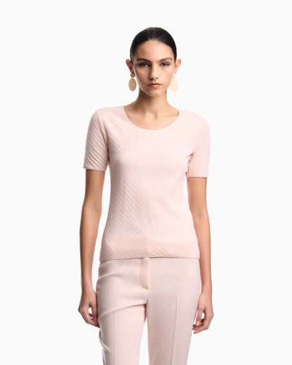 Jacquard jersey jumper with embossed pattern