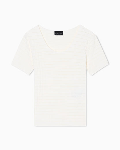 Stretch nylon jersey jumper with jacquard motif