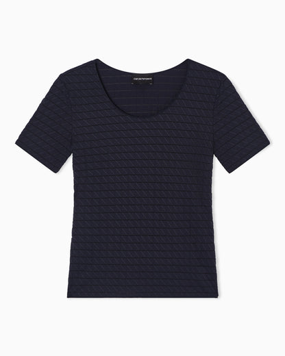 Stretch nylon jersey jumper with jacquard motif