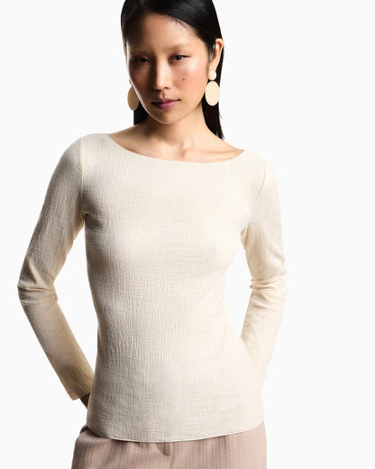 Boat neck jumper in textured jersey
