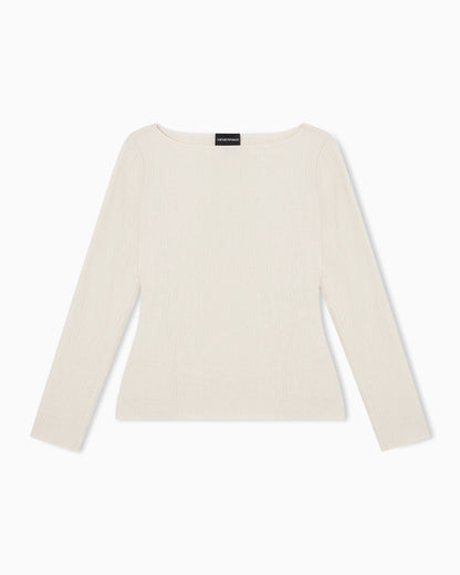 Boat neck jumper in textured jersey