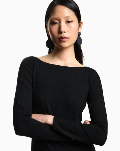 Boat neck jumper in textured jersey