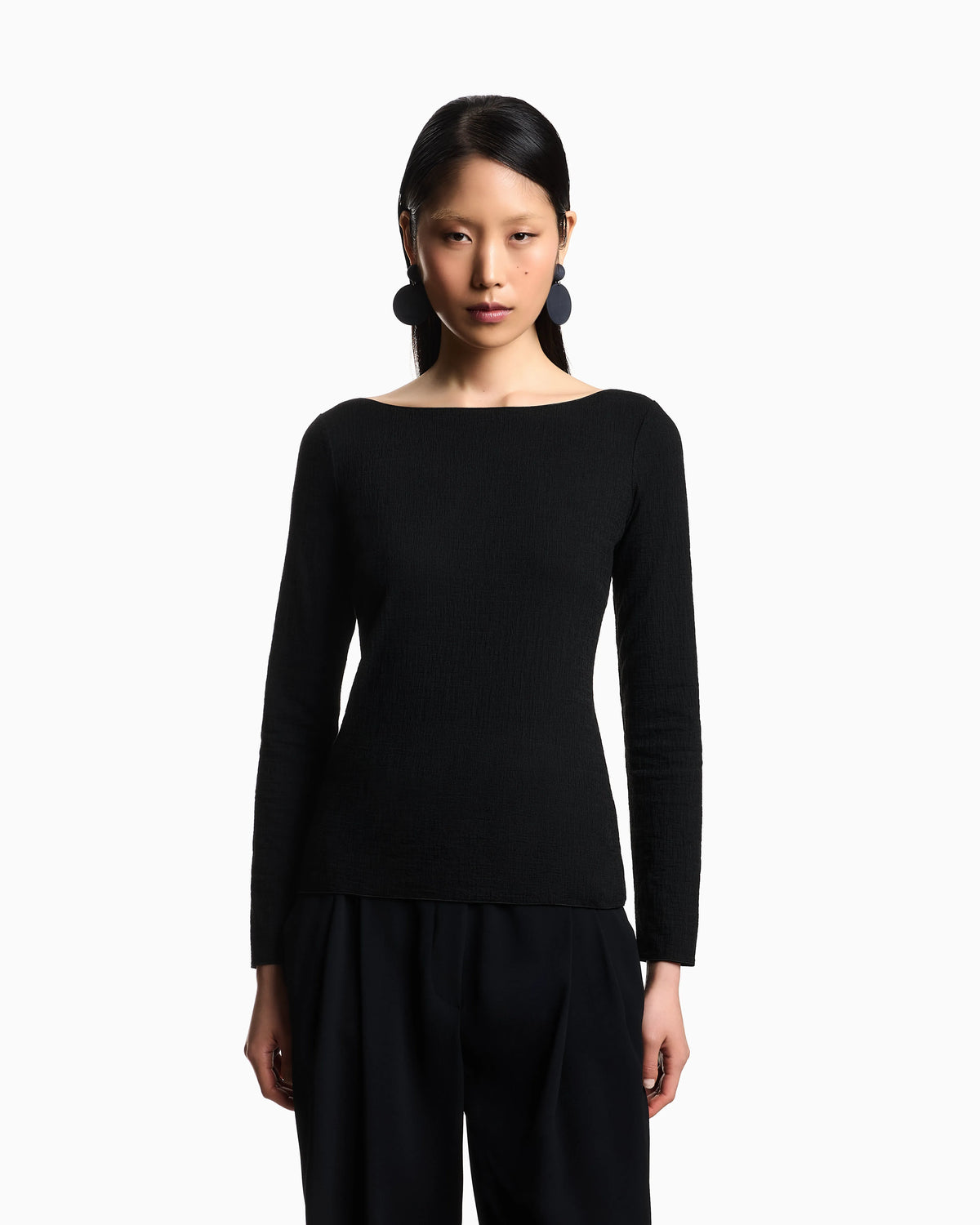 Boat neck jumper in textured jersey