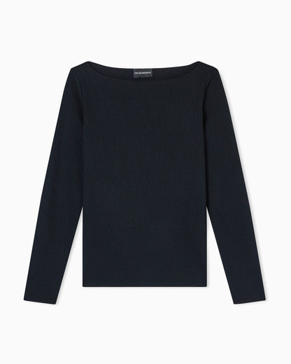 Boat neck jumper in textured jersey
