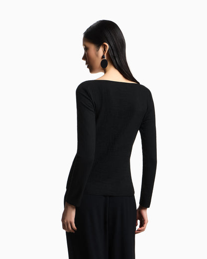 Boat neck jumper in textured jersey
