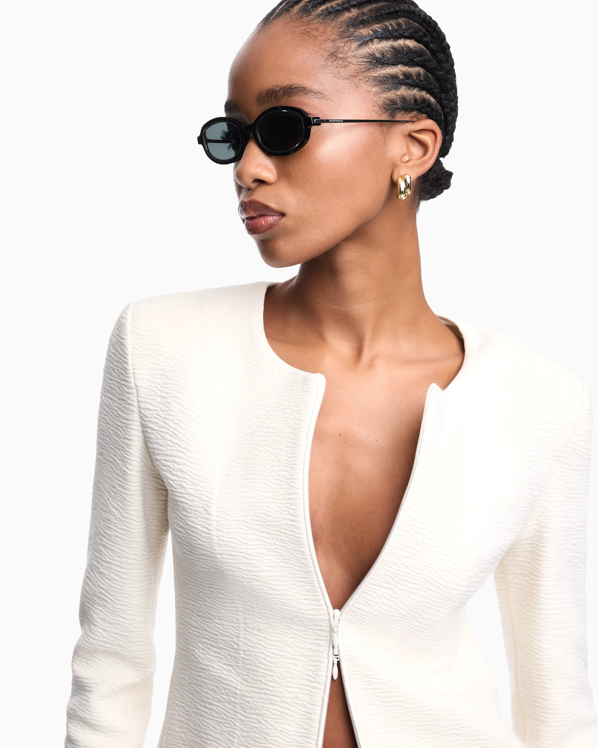 Embossed jersey zip-up jacket