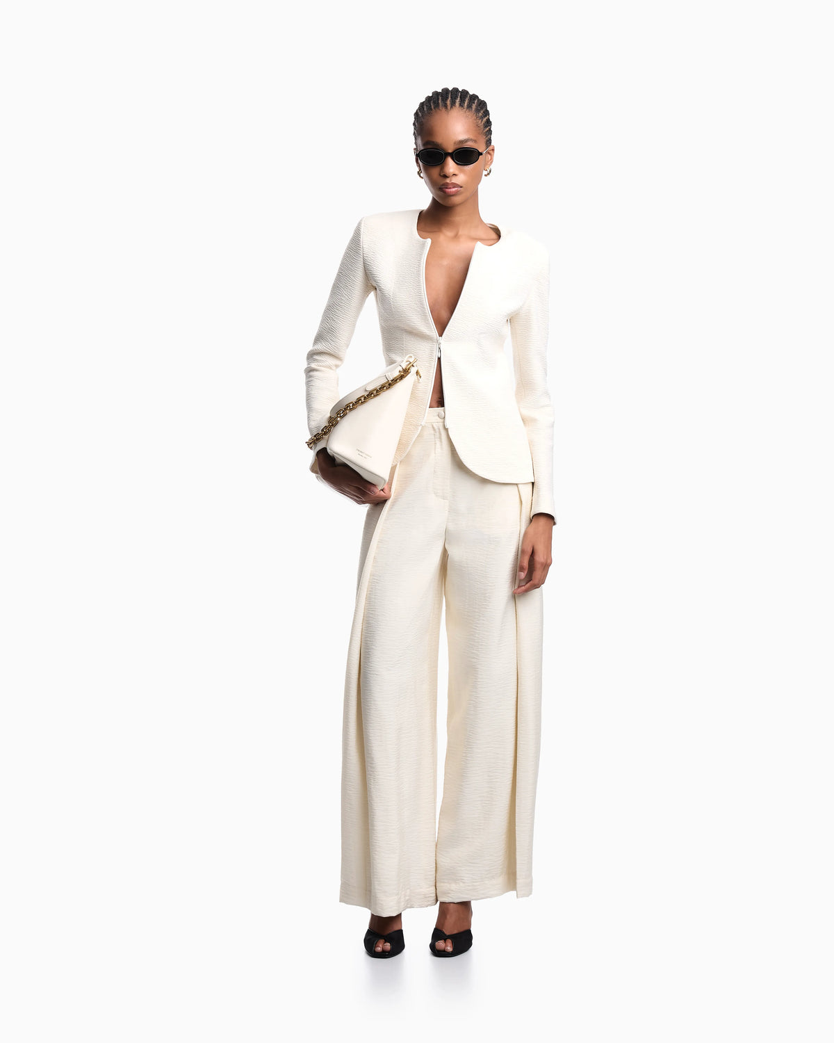 Embossed jersey zip-up jacket