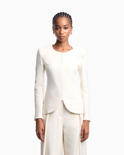 Embossed jersey zip-up jacket