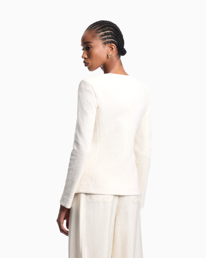 Embossed jersey zip-up jacket