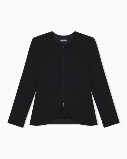 Embossed jersey zip-up jacket