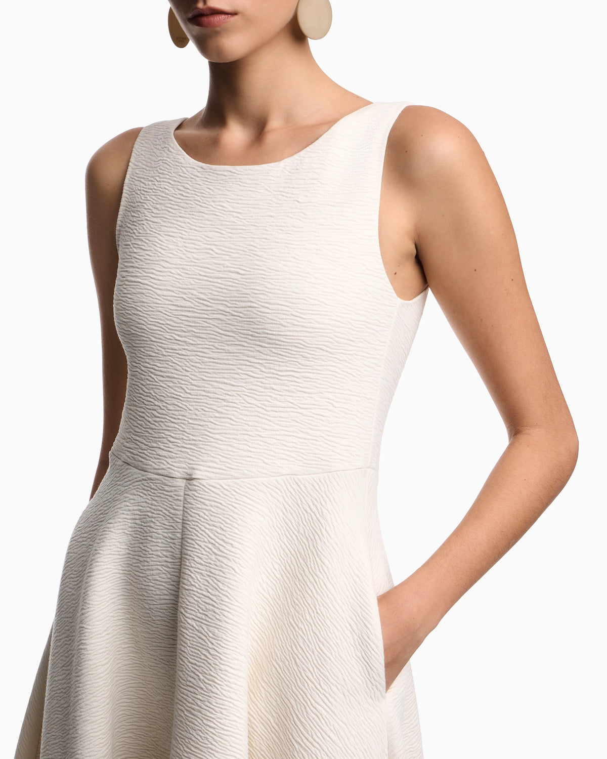 Embossed jersey full-skirted dress