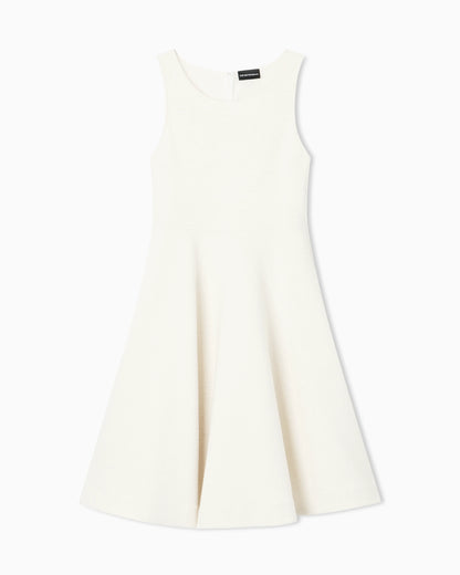 Embossed jersey full-skirted dress