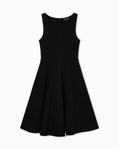 Embossed jersey full-skirted dress