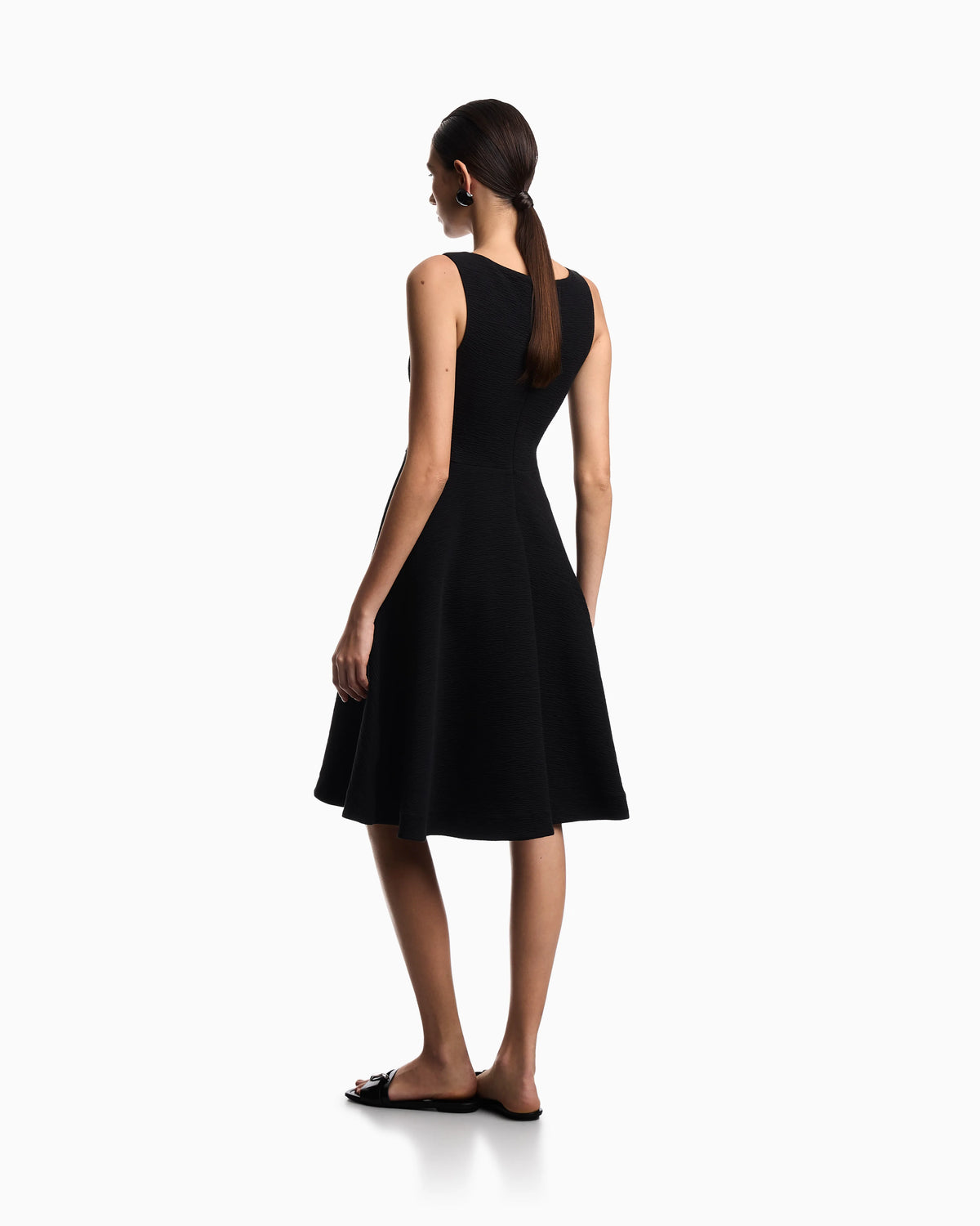 Embossed jersey full-skirted dress