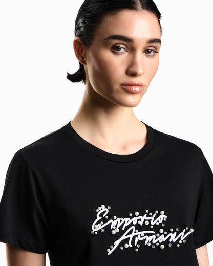 jersey T-shirt with logo embroidery