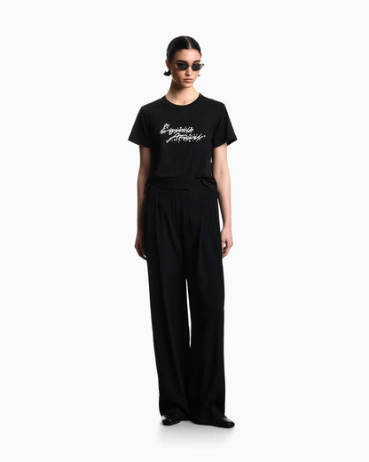 jersey T-shirt with logo embroidery