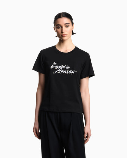 jersey T-shirt with logo embroidery