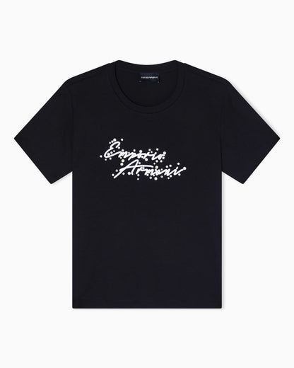 jersey T-shirt with logo embroidery