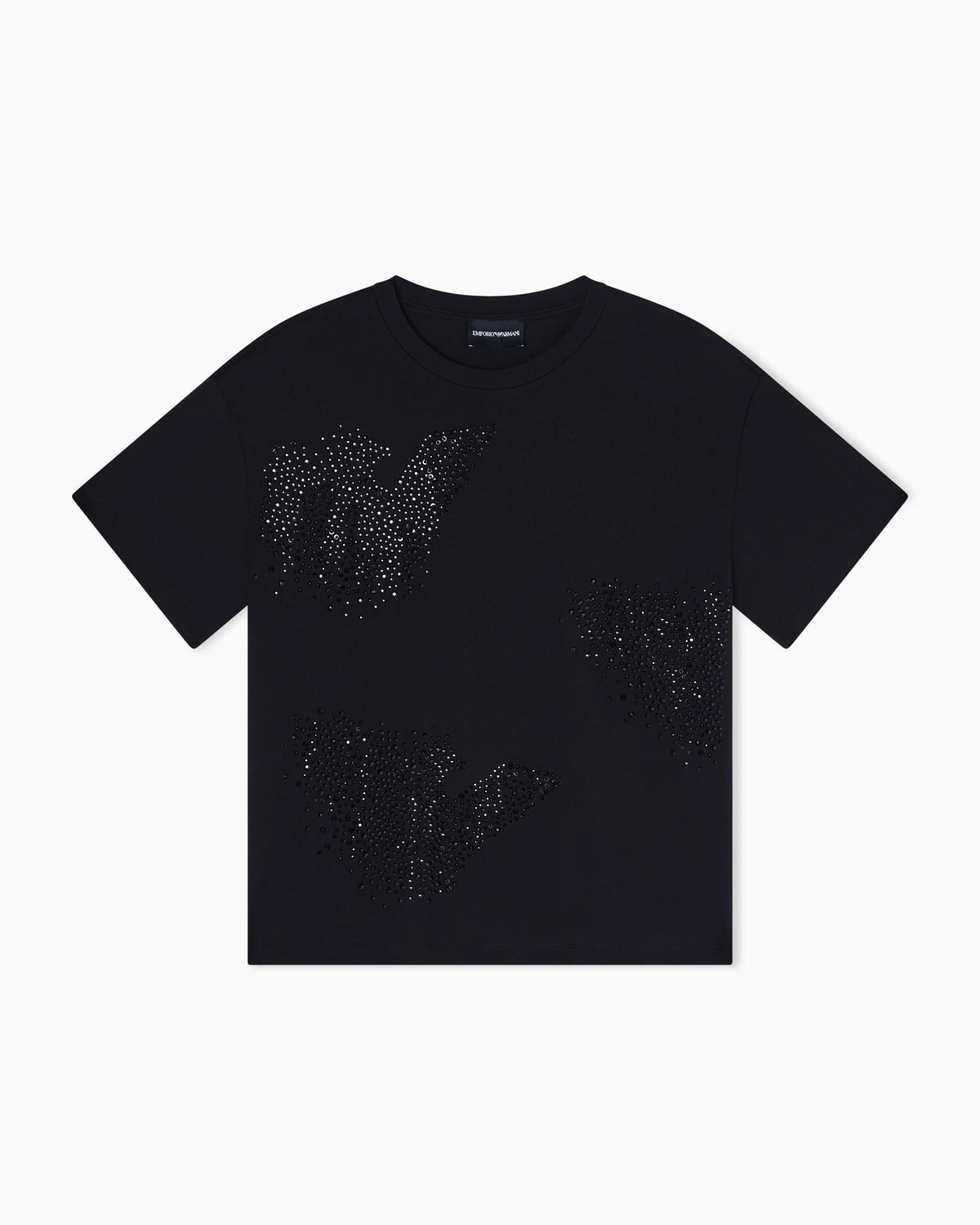 jersey T-shirt with rhinestone eagle