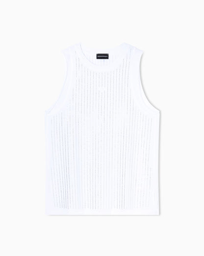 Mercerised tank top with rhinestones