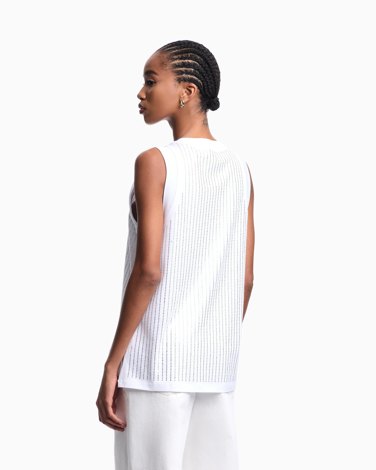 Mercerised tank top with rhinestones