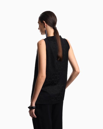 Mercerised tank top with rhinestones