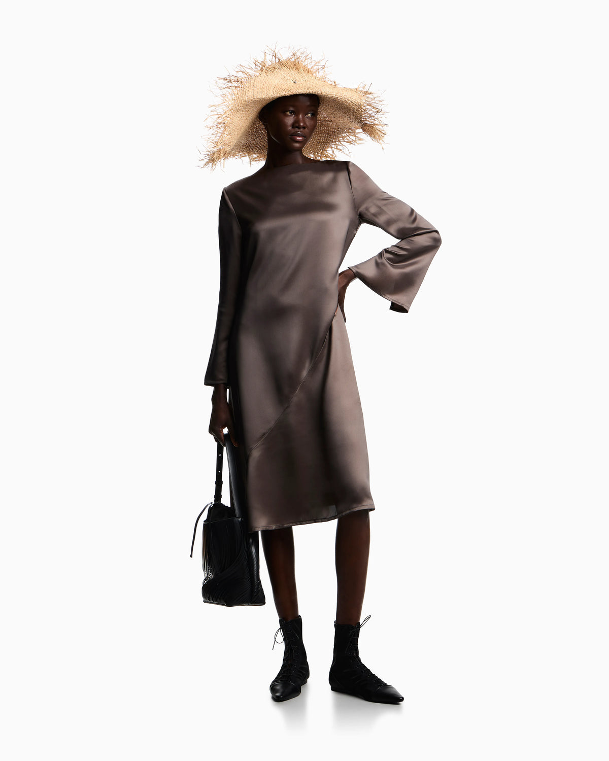 Viscose twill midi dress