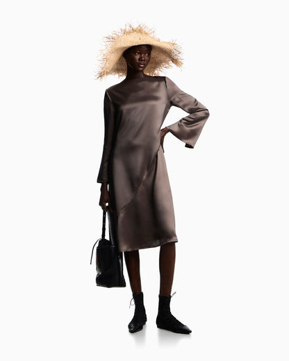 Viscose twill midi dress