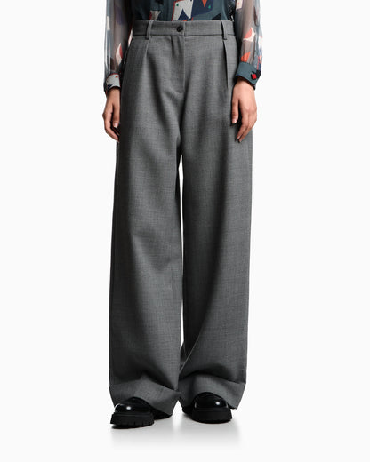 Mouliné wool crêpe trousers with darts