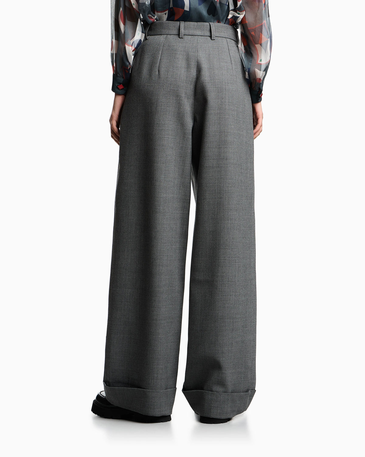 Mouliné wool crêpe trousers with darts