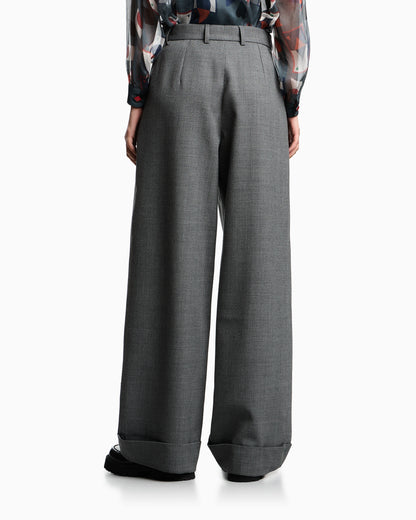 Mouliné wool crêpe trousers with darts