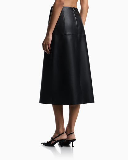 vegetable-tanned nappa lambskin midi skirt
