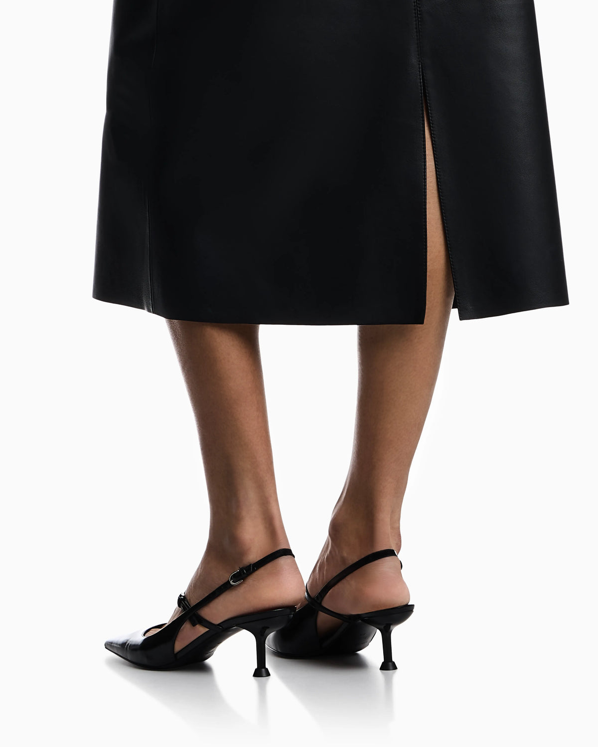 vegetable-tanned nappa lambskin midi skirt