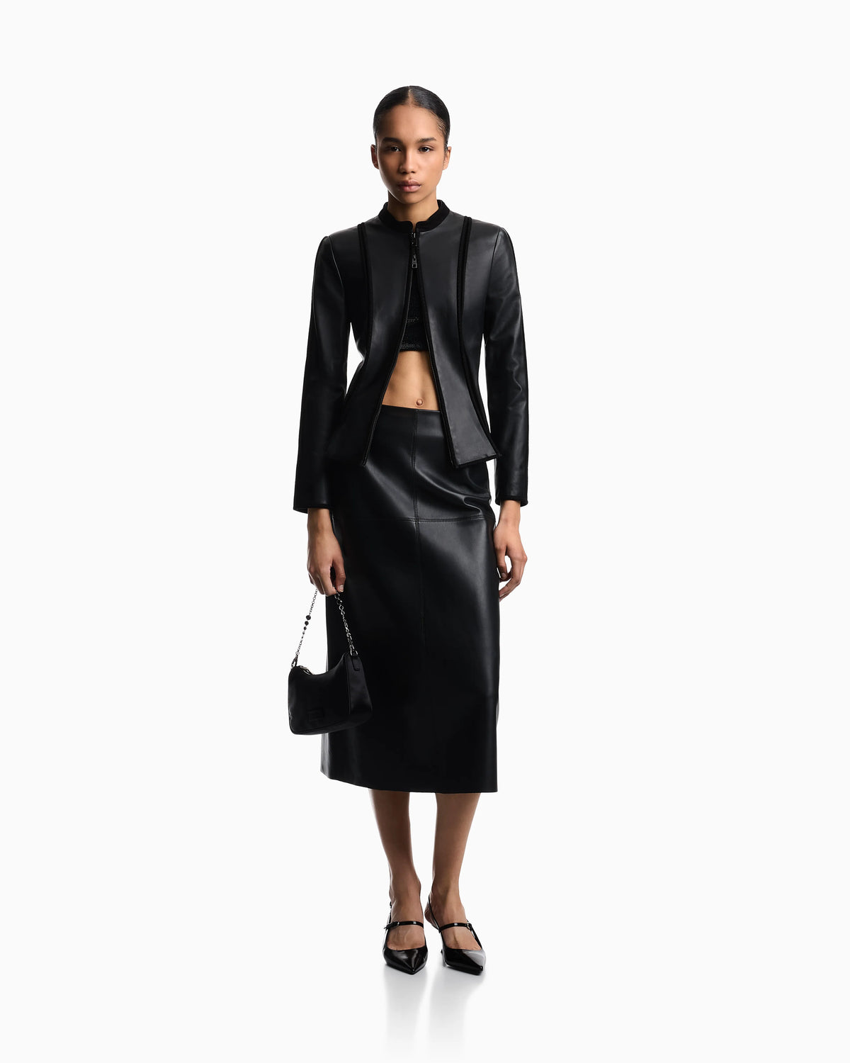 vegetable-tanned nappa lambskin midi skirt