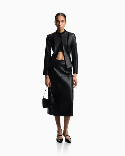 vegetable-tanned nappa lambskin midi skirt
