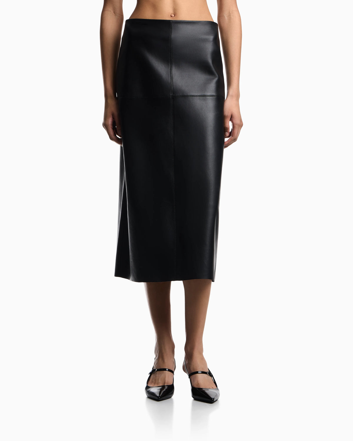 vegetable-tanned nappa lambskin midi skirt